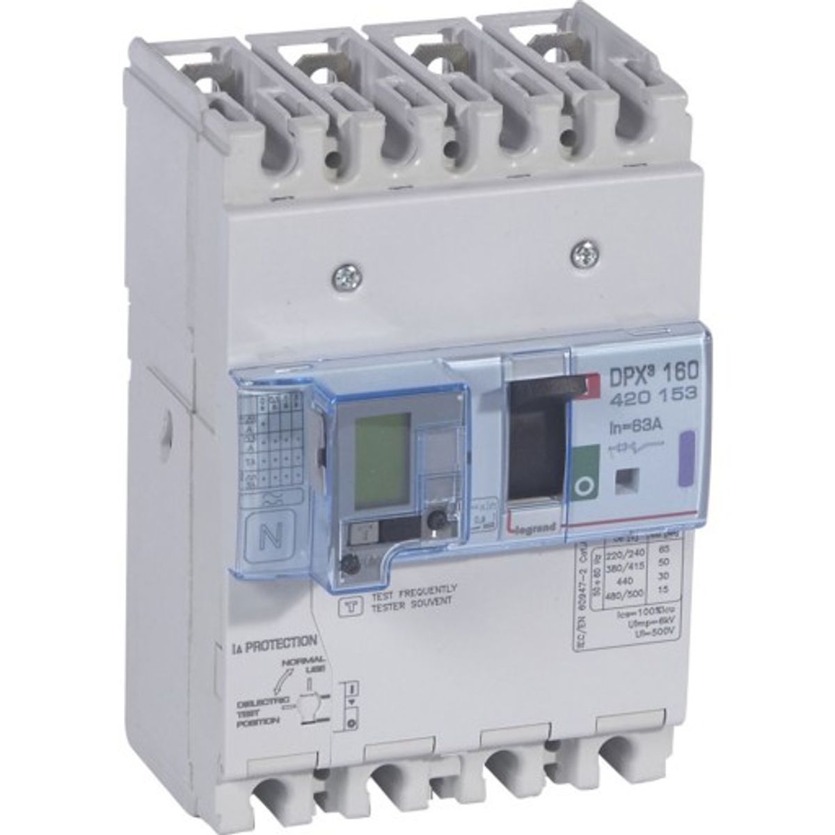 DPX3 160 Maksimalafbryder Termo + Jordfejl 4P 63A 50kA