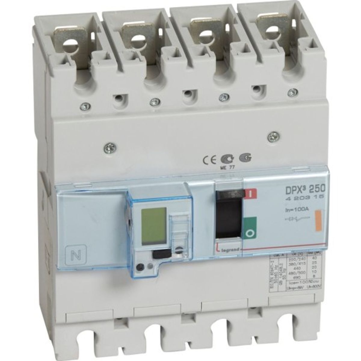 DPX3 250 Maksimalafbryder Elektronisk 4P 100A 25kA