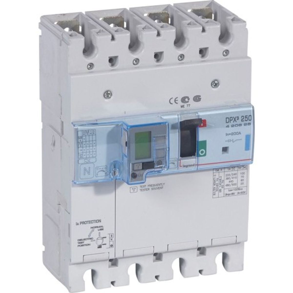 DPX3 250 Maksimalafbryder Termo +Jordfejl 4P 200A 70kA