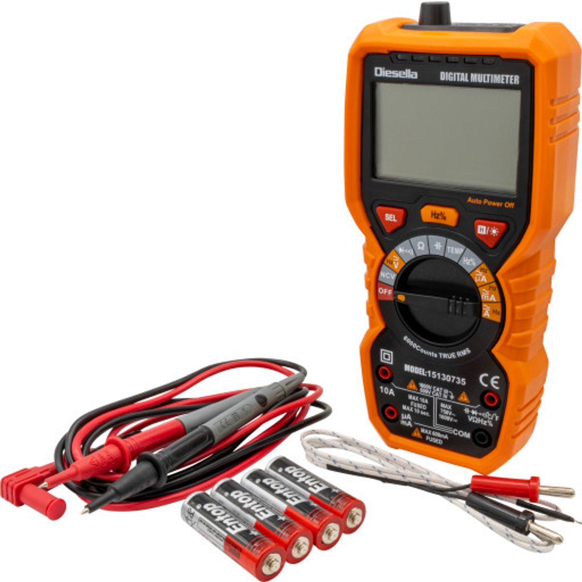 Digital multimeter med Sand RMS 1000V/10A og gummikappe