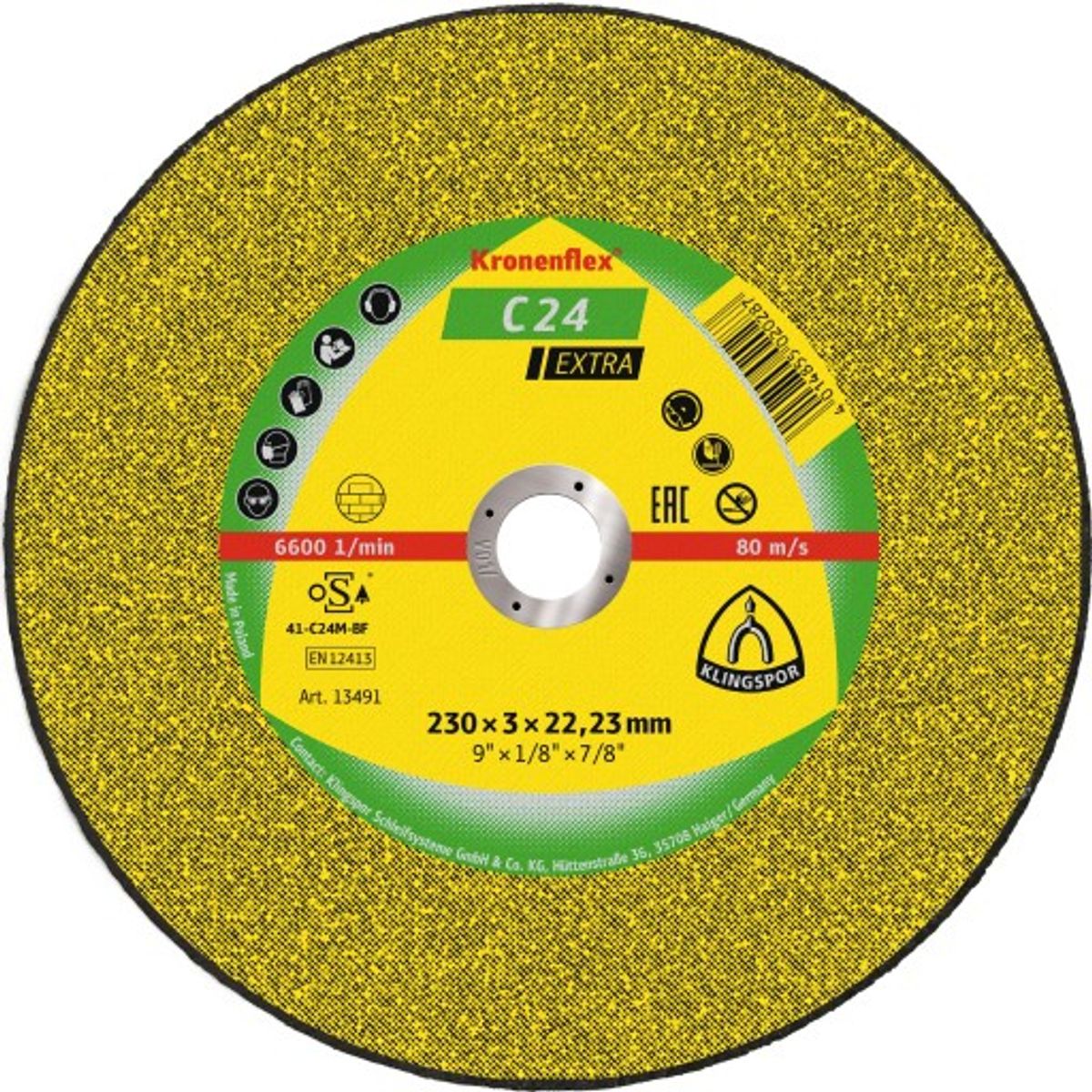 Klingspor skæreskive C 24 Extra, til sten, 230 x 3 mm, Lige