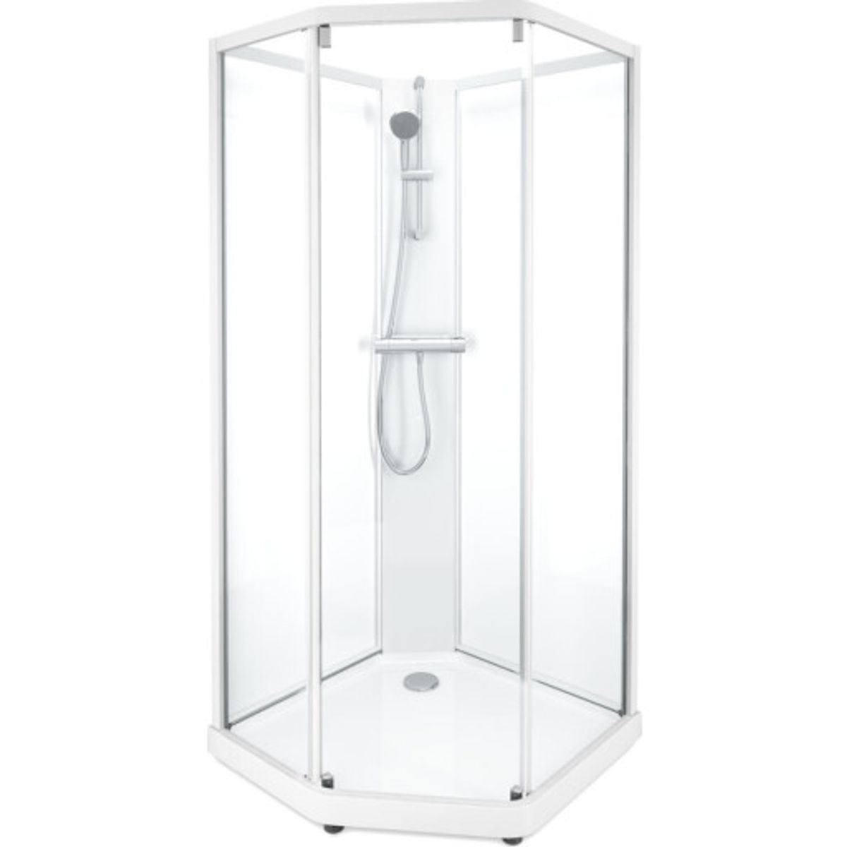 Contura Shower Showerama brusekabine-pakke, 100x100 cm, hvid profil, klart glas