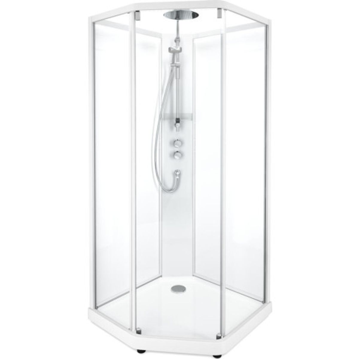 Contura Shower Showerama brusekabine-pakke, 100x100 cm, hvid profil, klart glas