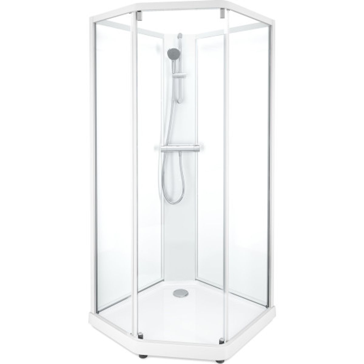 Contura Shower Showerama brusekabine-pakke, 90x90 cm, hvid profil, klart/frostet glas