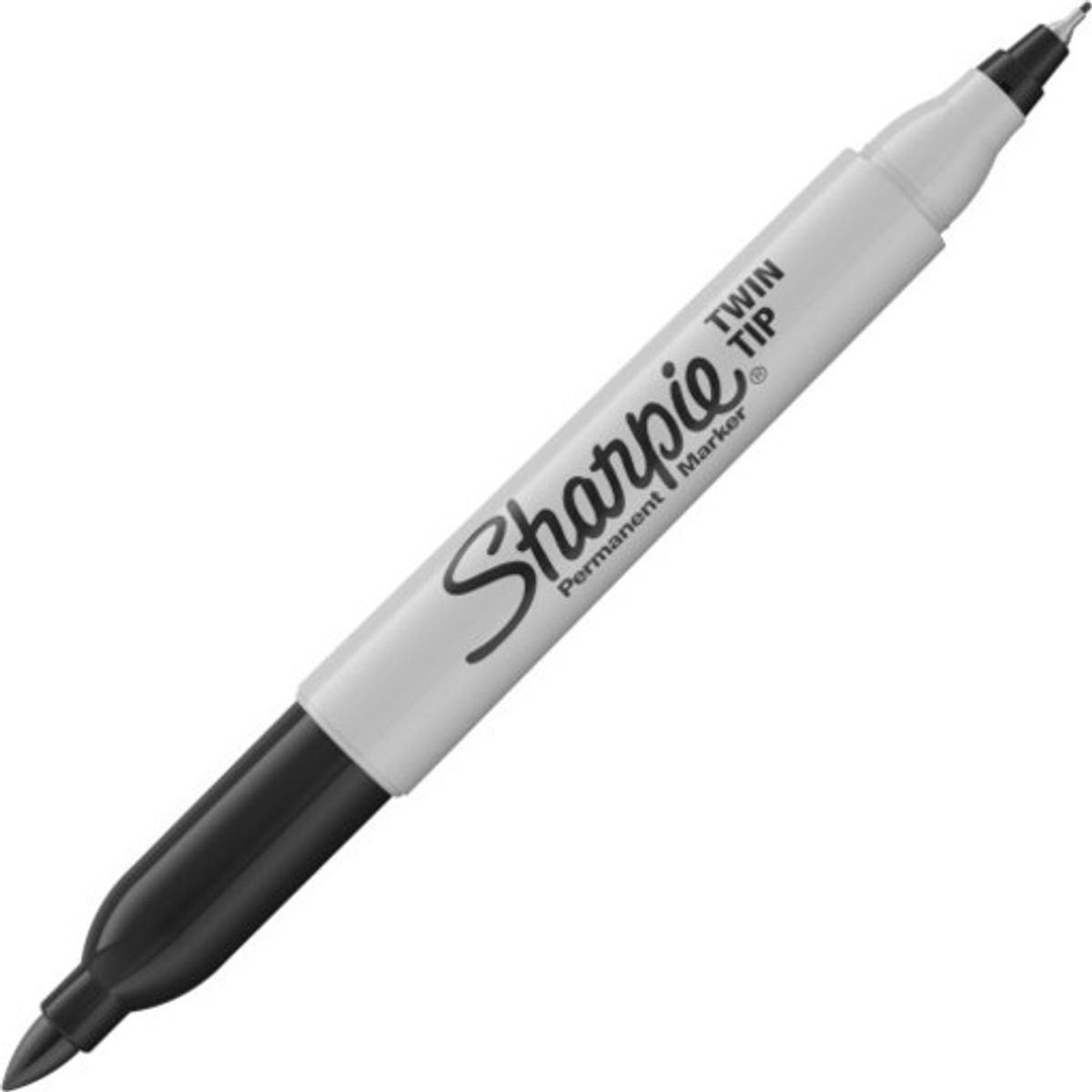 12 stk Sharpie permanent marker twin tip, dobbeltsidet, sort