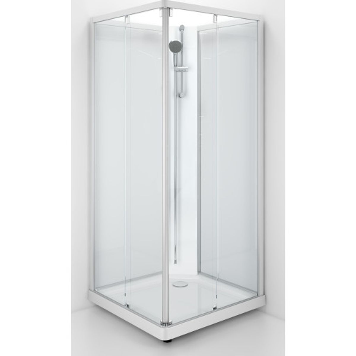 Contura Showerama brusekabine-pakke, 90x90 cm, hvid profil, klart glas