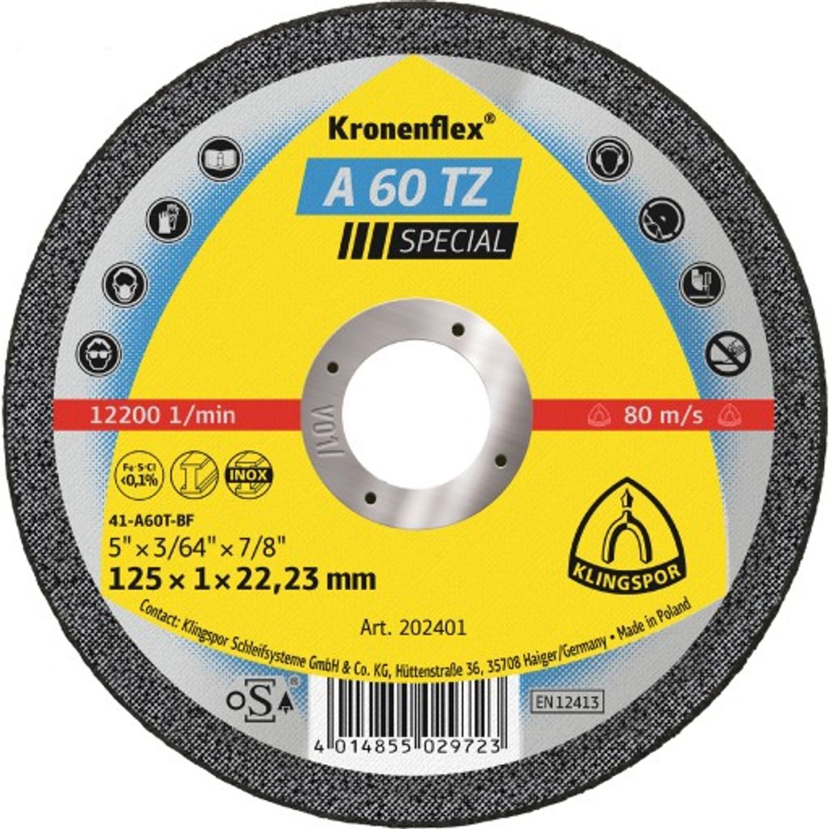 25 stk Klingspor skæreskive A 60 TZ, til rus. stål, 115 x 1 mm, Fortsat