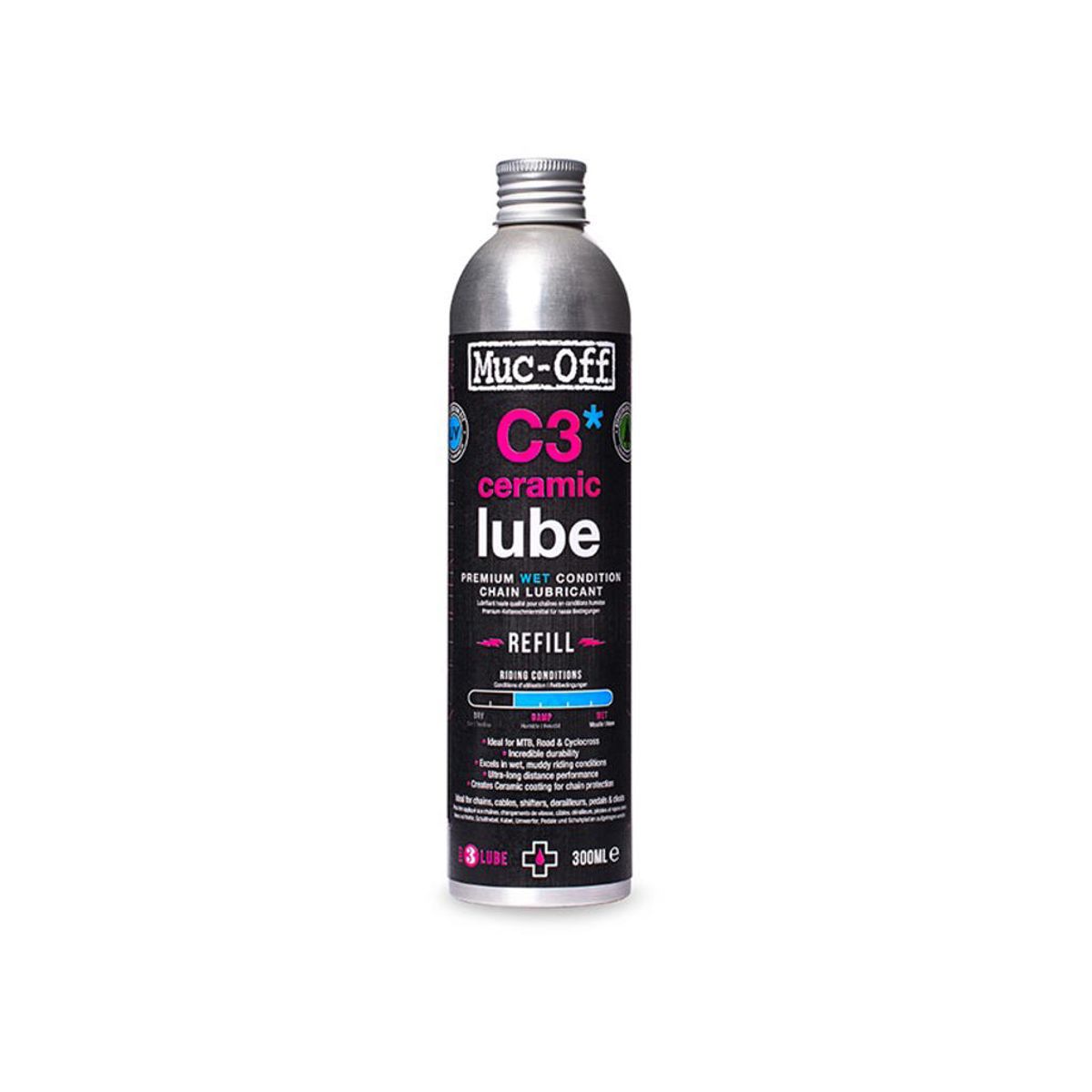 Muc-Off Wet Lube - C3 Ceramic - Keramisk - Våd kædeolie - 300 ml