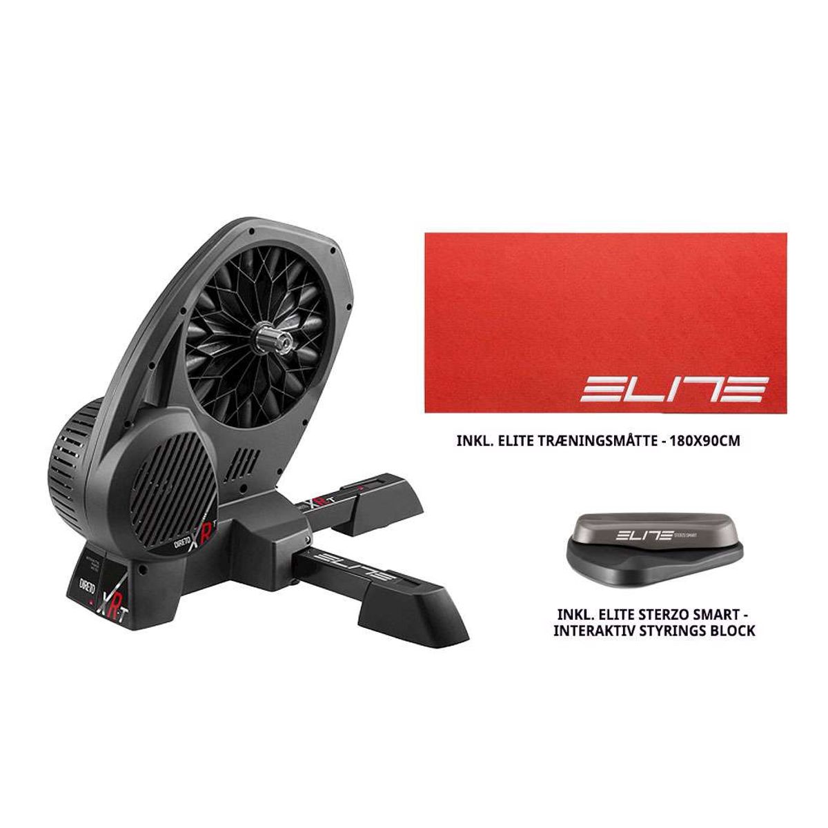 Elite Direto XR-T Interaktiv Hometrainer - Inklusiv Måtte & Forhjulsblok (Bundle)