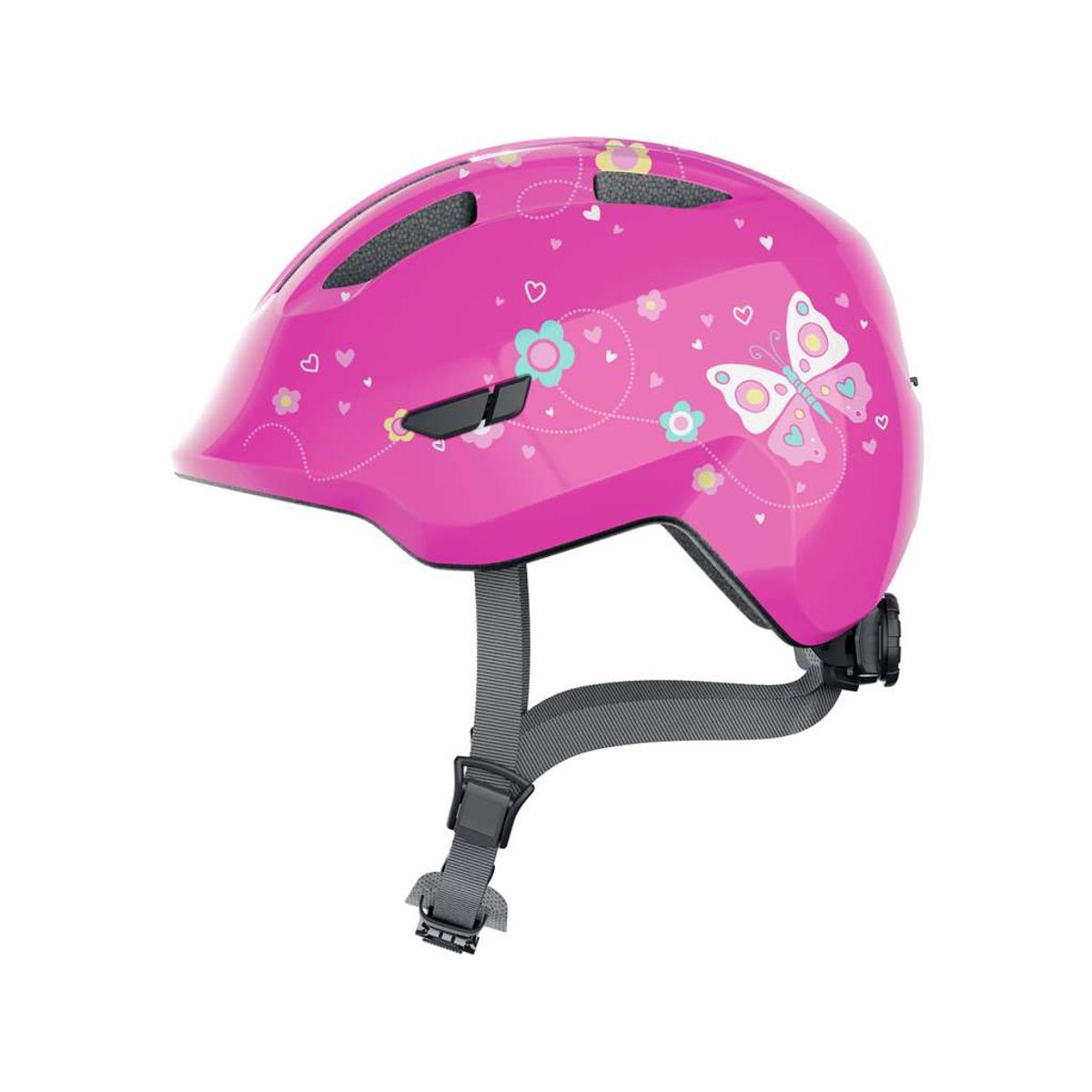 Abus Smiley 3.0 - Cykelhjelm til børn - Pink Butterfly - Str. 45-50 cm