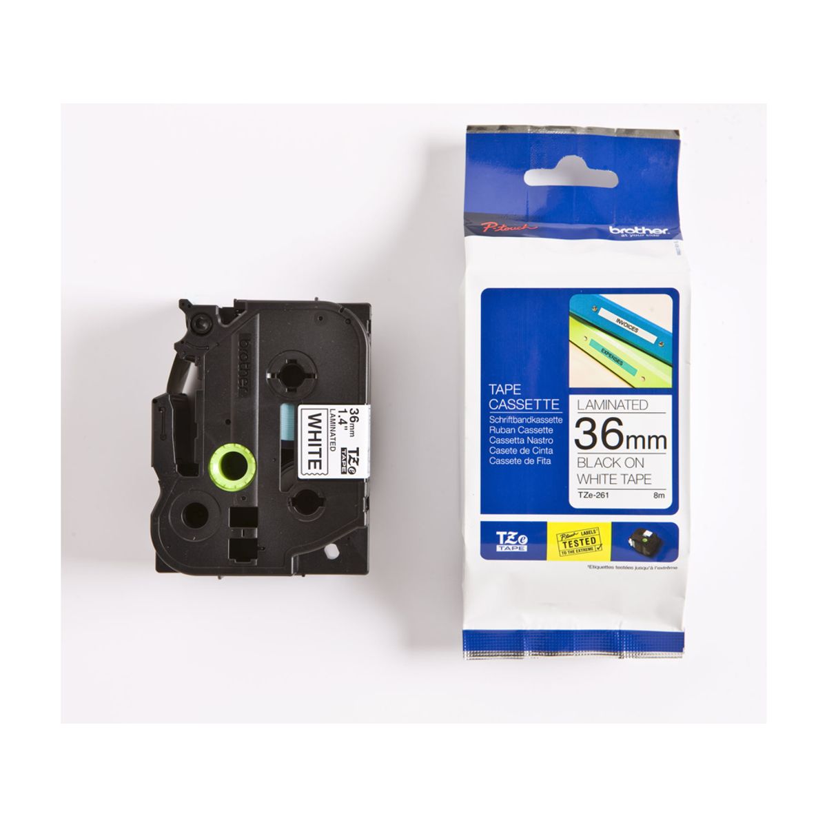 Brother Tape Tze261 36mm Sort/hvid