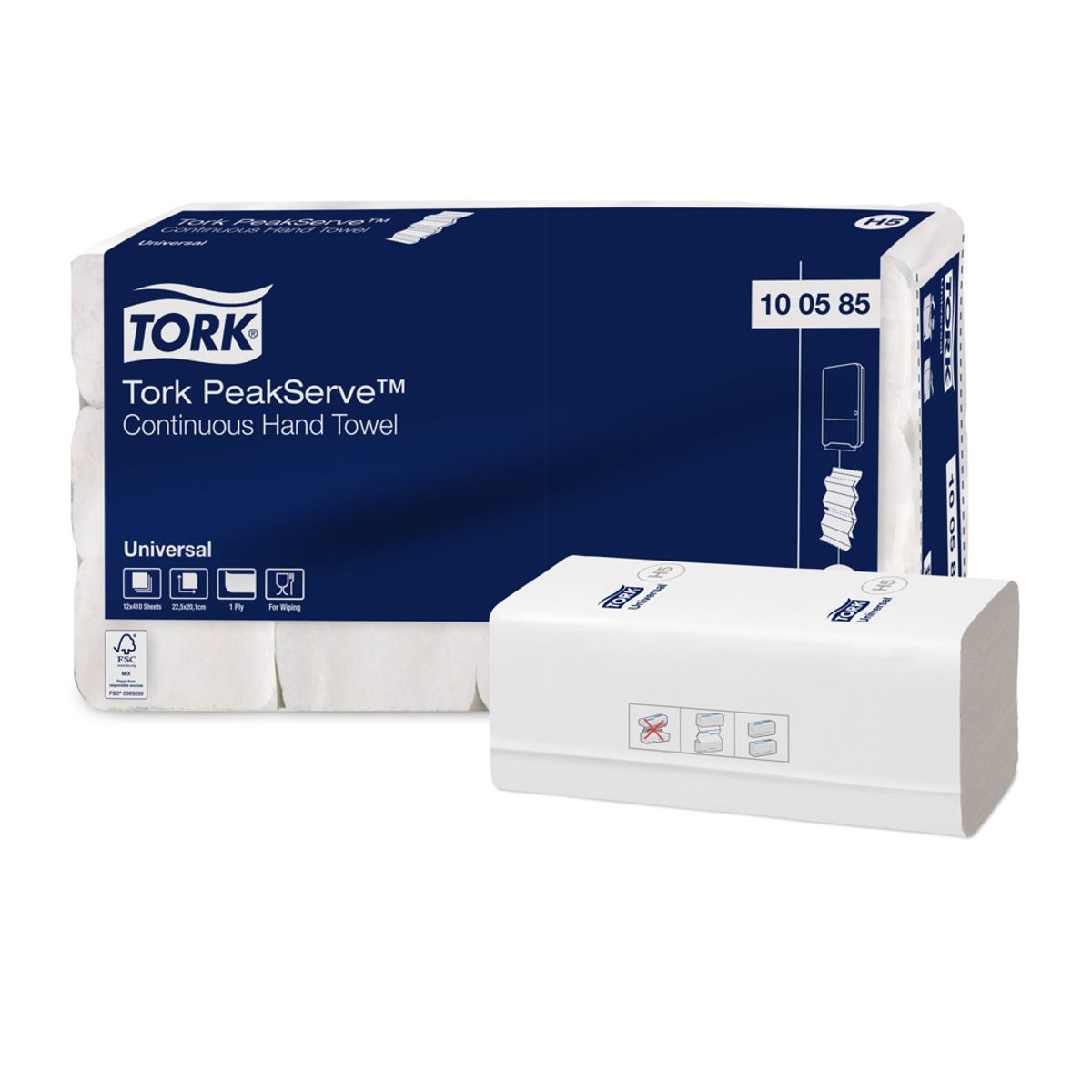 Håndklædeark Tork H5 100585 Universal 1-lags 12x410 ark