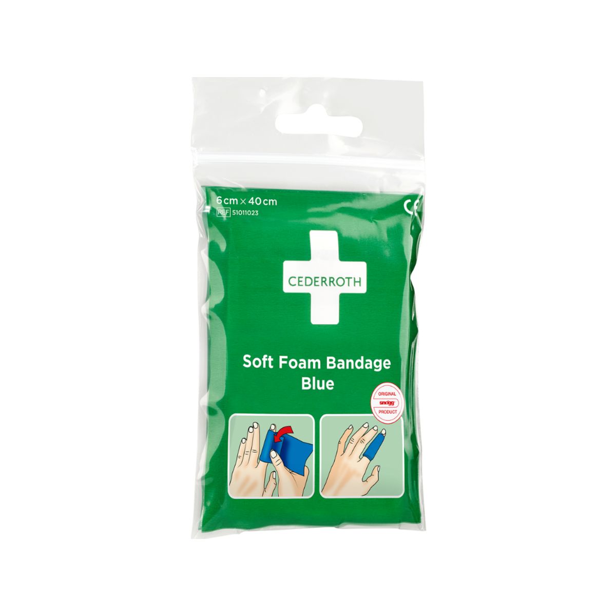 Bandage Soft Foam Cederroth blå 6 cm x 40 cm