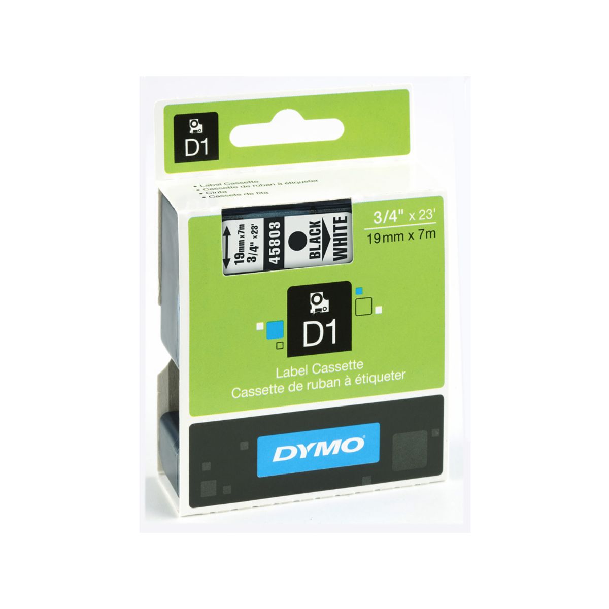 Dymo Tape 45803 19mm Sort/hvid