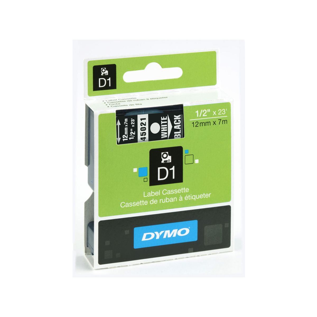 Dymo Tape 45021 12mm Hvid/sort