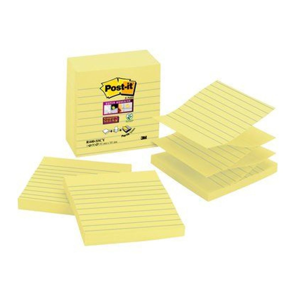 Post-it Z Super Sticky gul 101x101mm Linjeret 5 stk