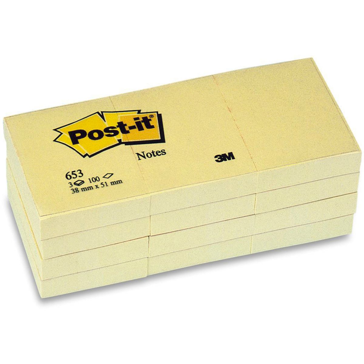 Post-it 38x51mm Canary gul 12 stk (653)