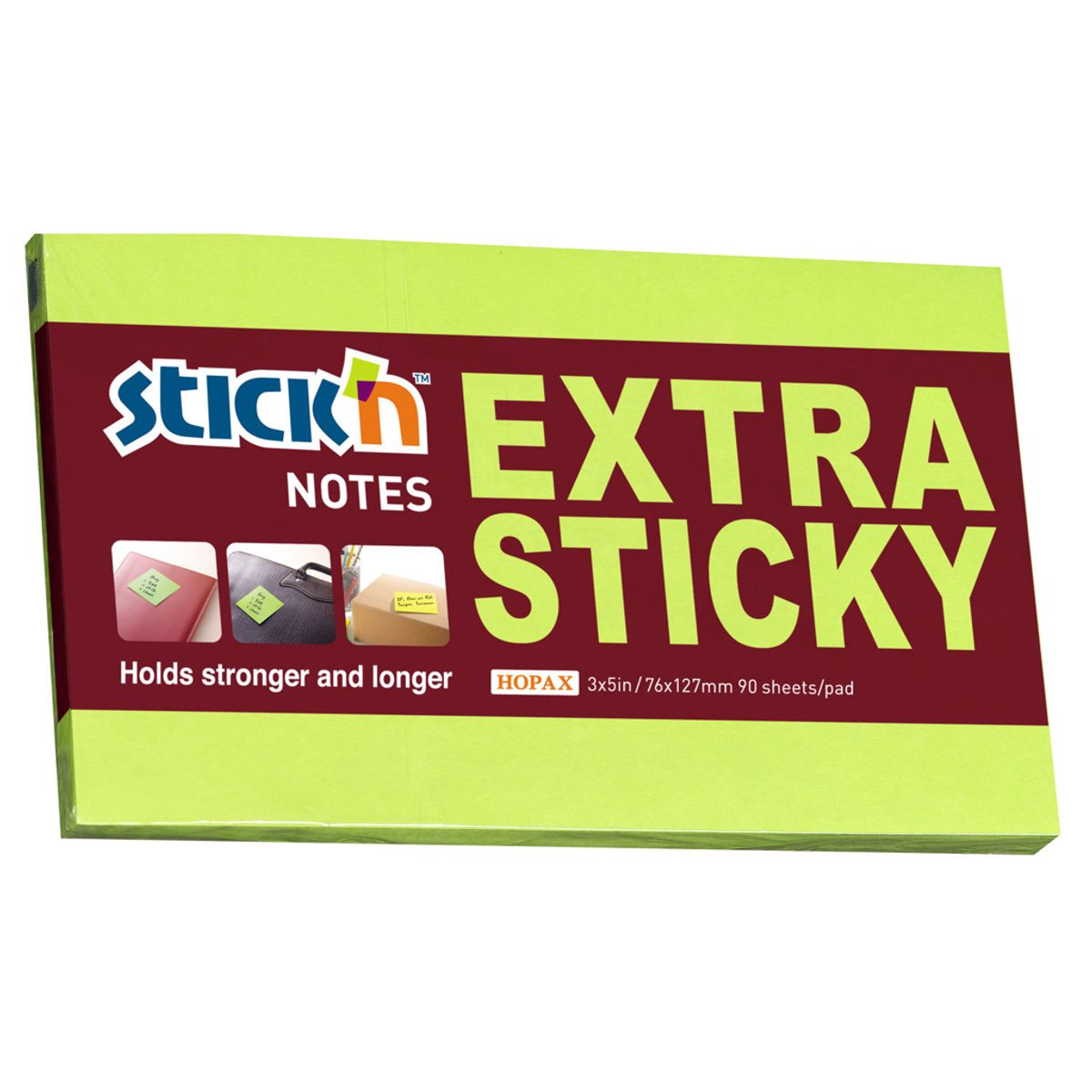 Notes Stick'n 75x127 mm. Extra Sticky Grøn