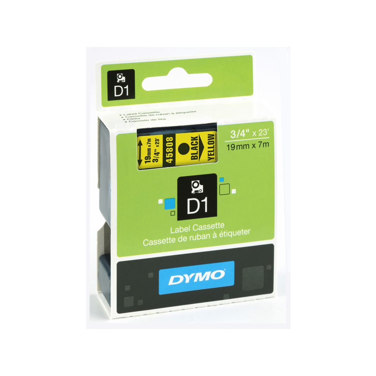 Dymo Tape 45808 19mm Sort/gul