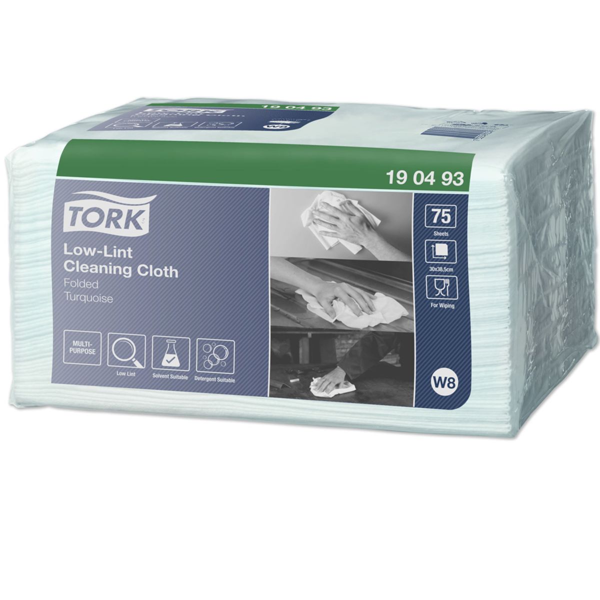 Tork Aftørringsklud Sensitiv - 8x75 stk. - Turkis - W8 190493