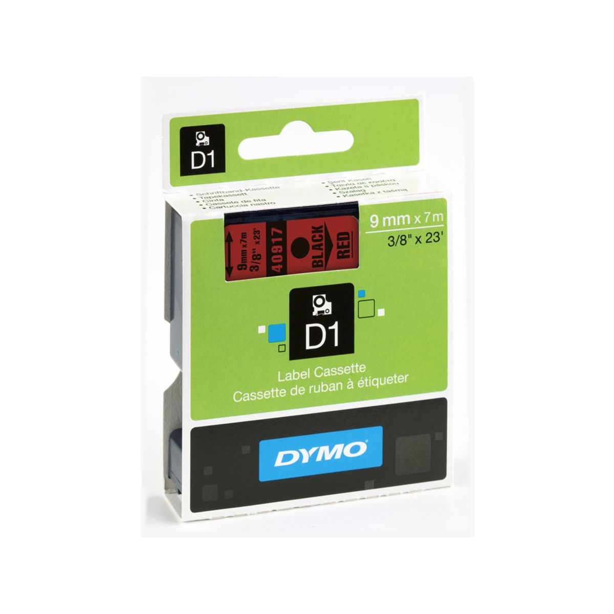 Dymo Tape 40917 9mm Sort/rød