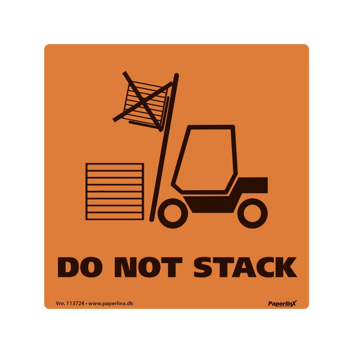 Etiket med Tekst Do not Stack 100x100mm. 500 stk. Orange /