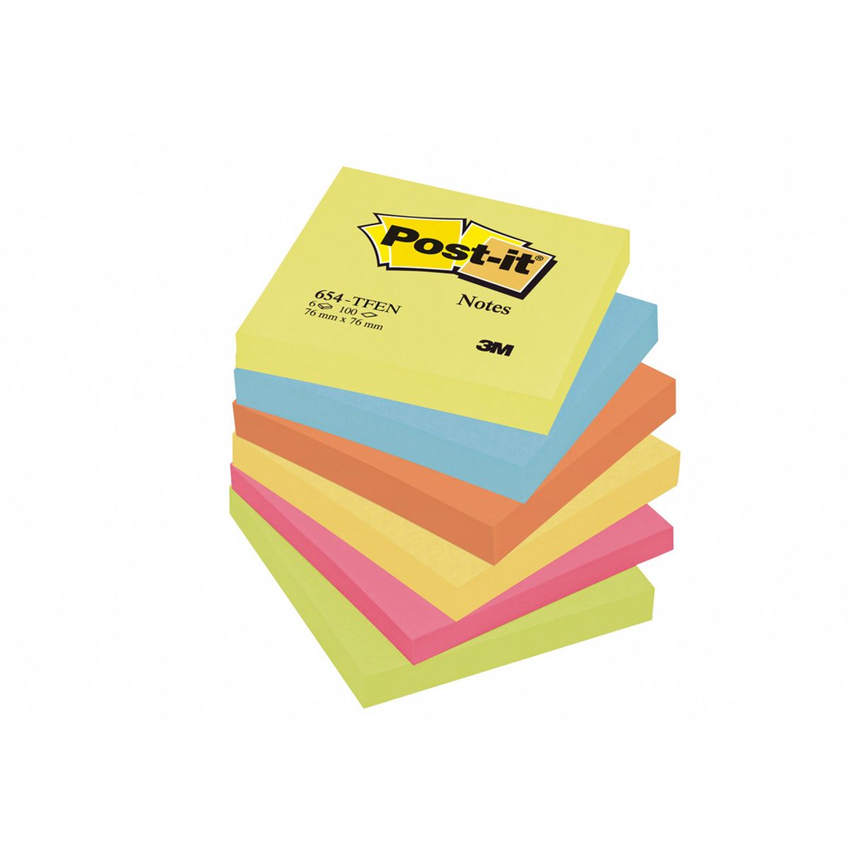 Post-it 76x76mm Neon 6 Blokke (654)