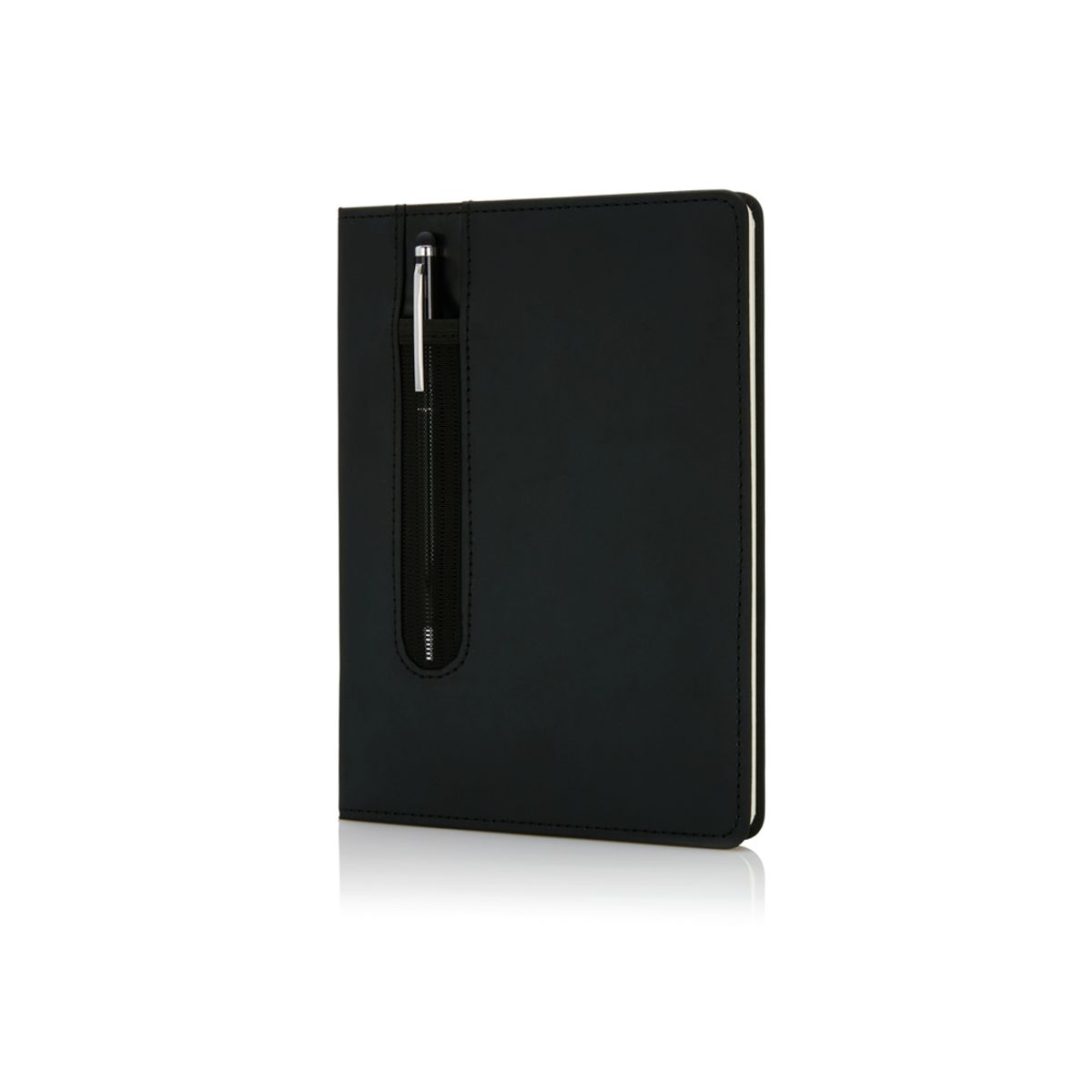 Standard Hardcover PU A5 Notesbog med Stylus pen, Sort