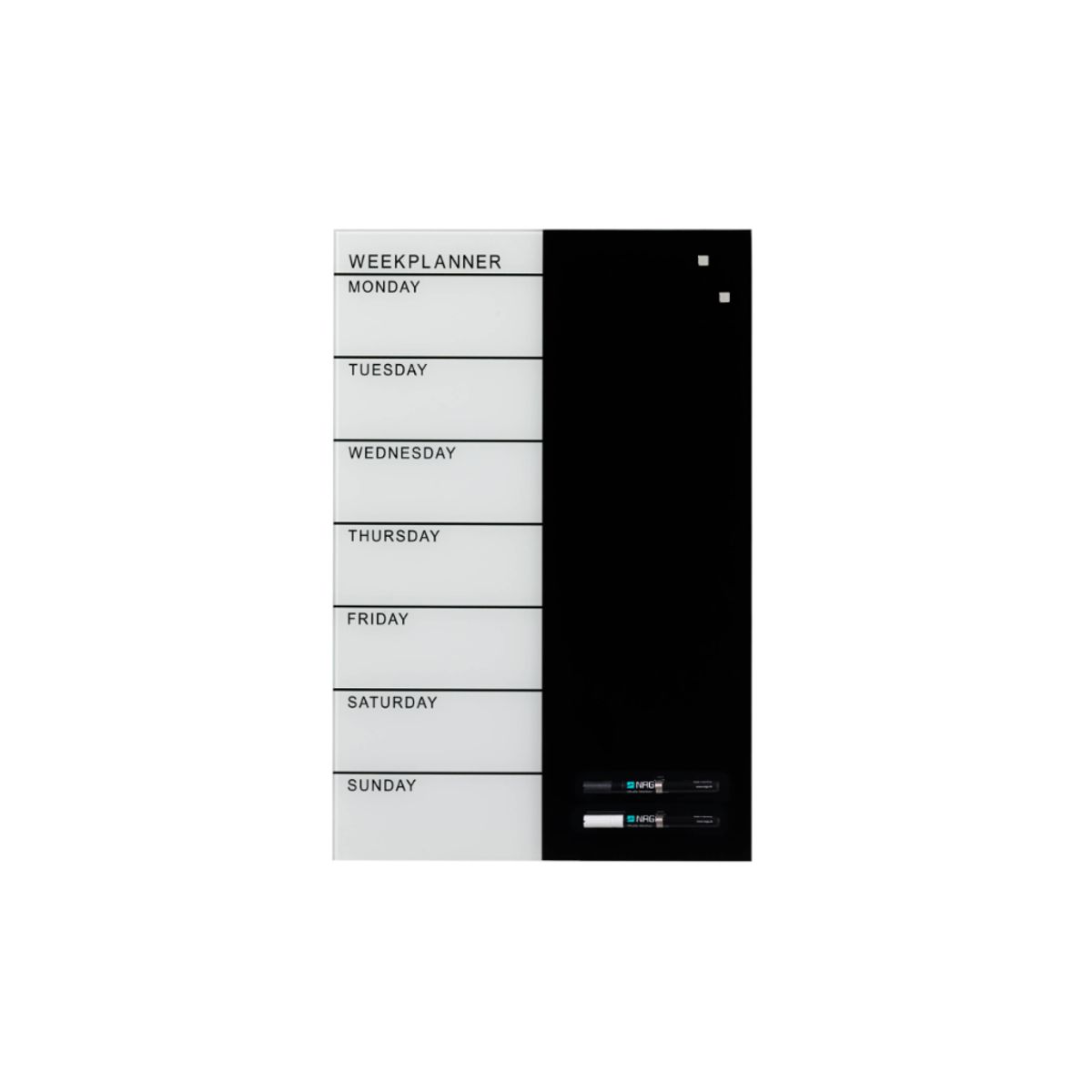 Magnetisk Glastavle Naga | Week Planner | 40 x 60 cm | Hvid-sort | UK