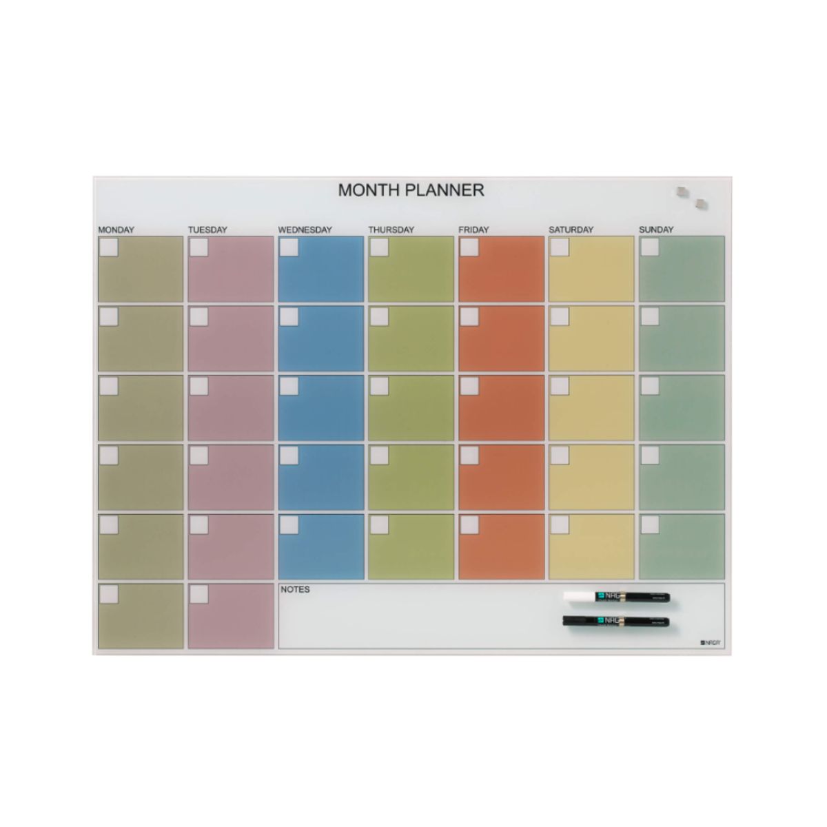 Magnetisk Glastavle Naga | Month Planner | 80 x 60 cm | Pastel