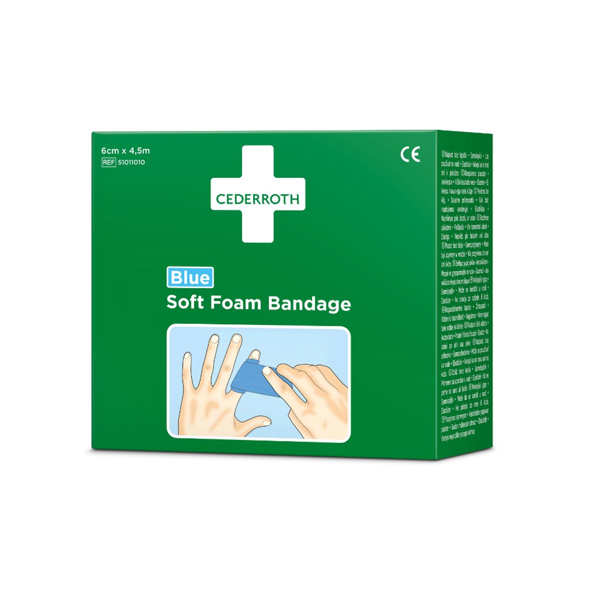 Bandage Soft Foam Cederroth blå 6 cm x 4,5 Meter