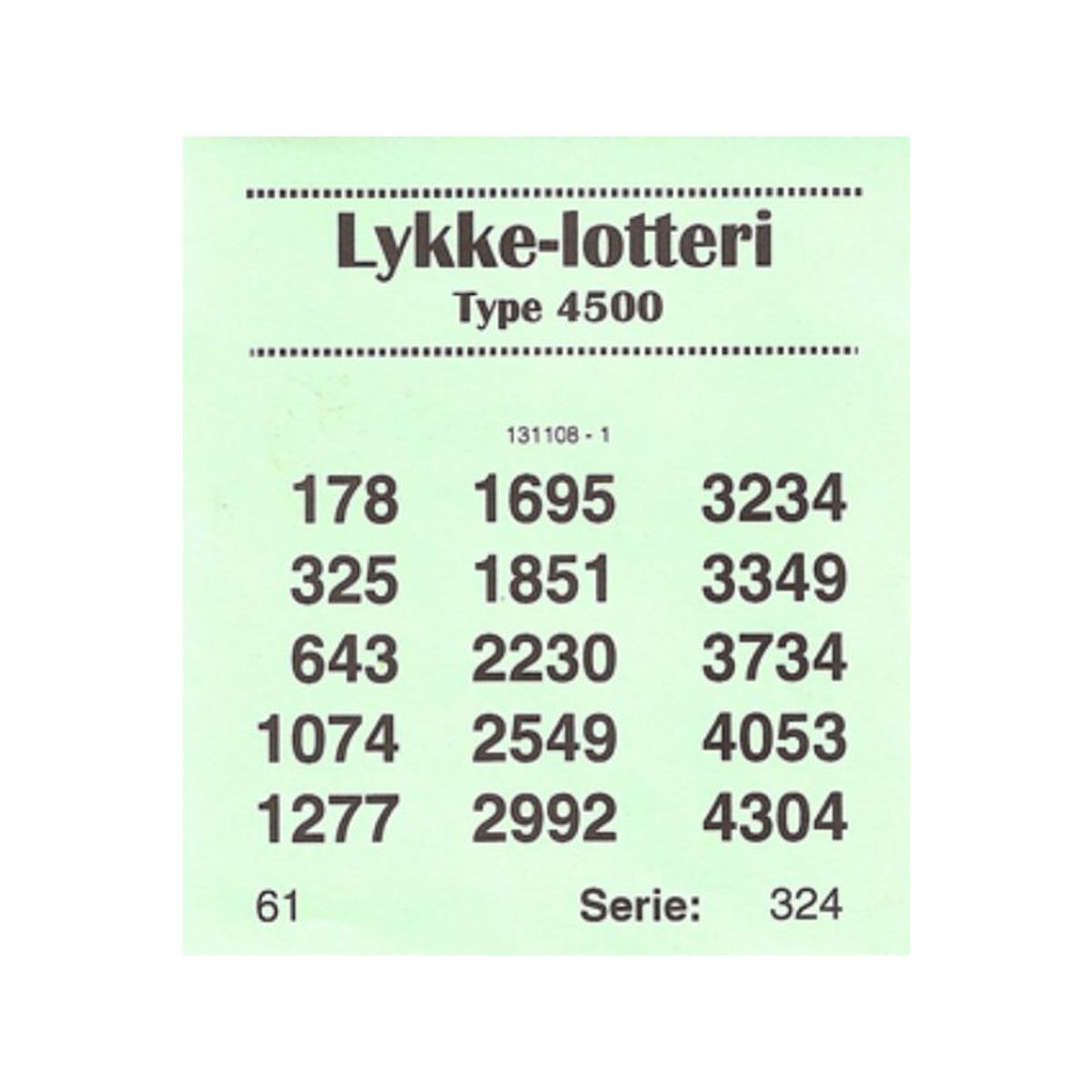 Lykke Lotteri 4500 Grøn