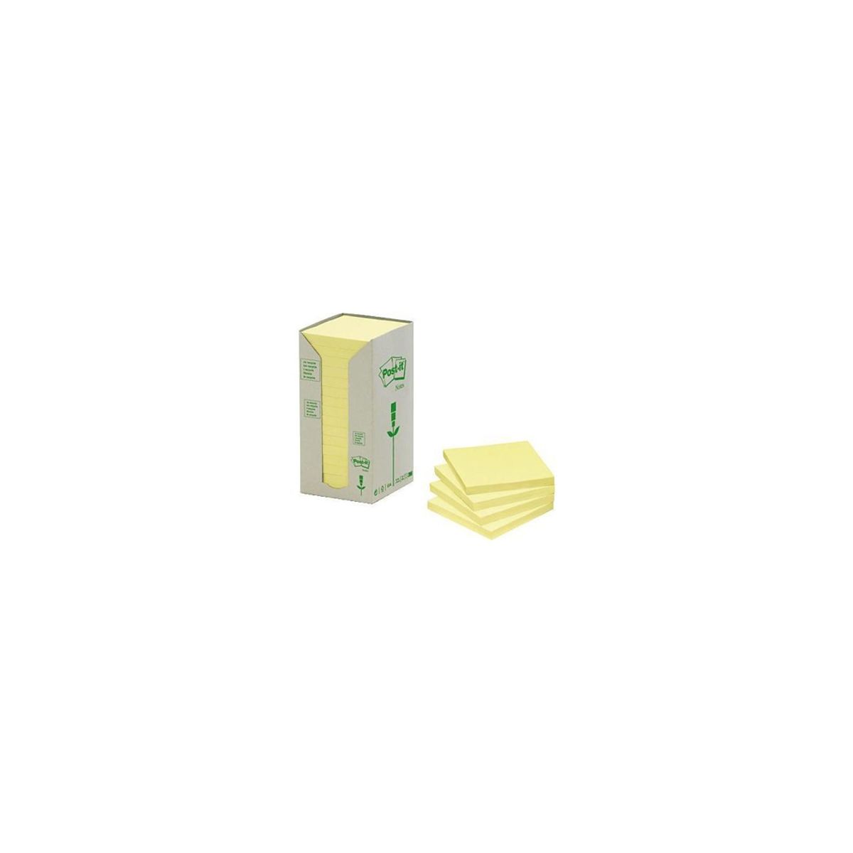 Post-it 76x76mm gul Genbrug 16 Blokke (654)