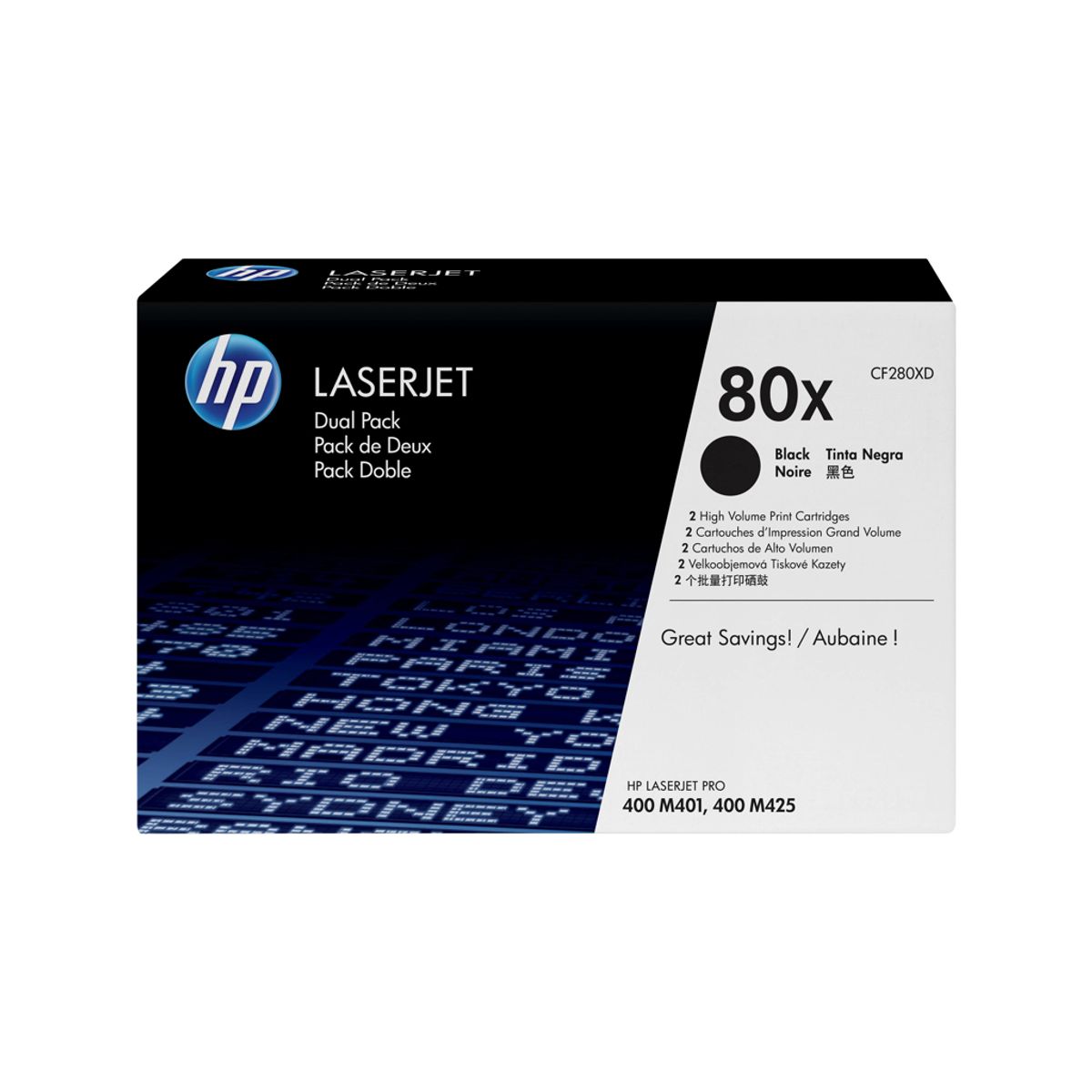 HP 80X Toner Cf280xd 2x Sort