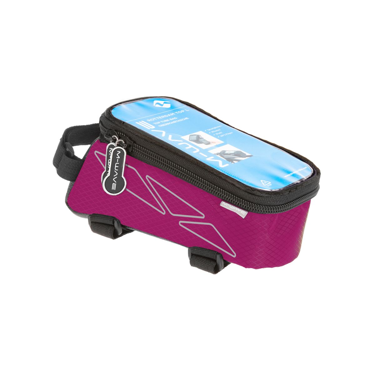 M-Wave Rotterdam Top L - Cykeltaske til stel - Velcro montering - Pink - Str. 1.2 liter