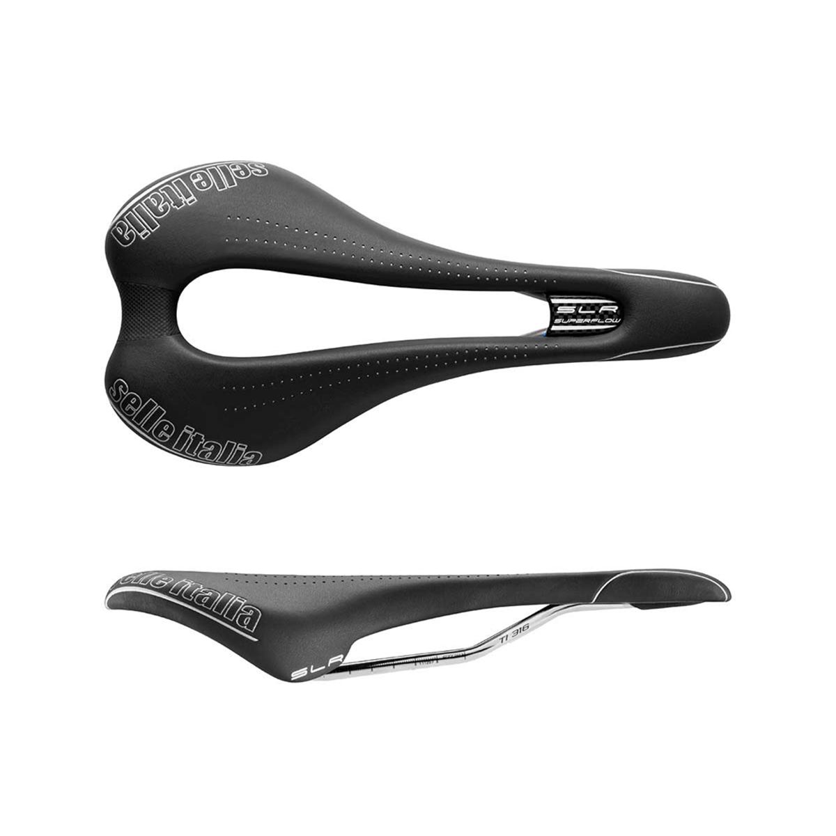 Selle Italia SLR Superflow L - Cykelsadel - Sort