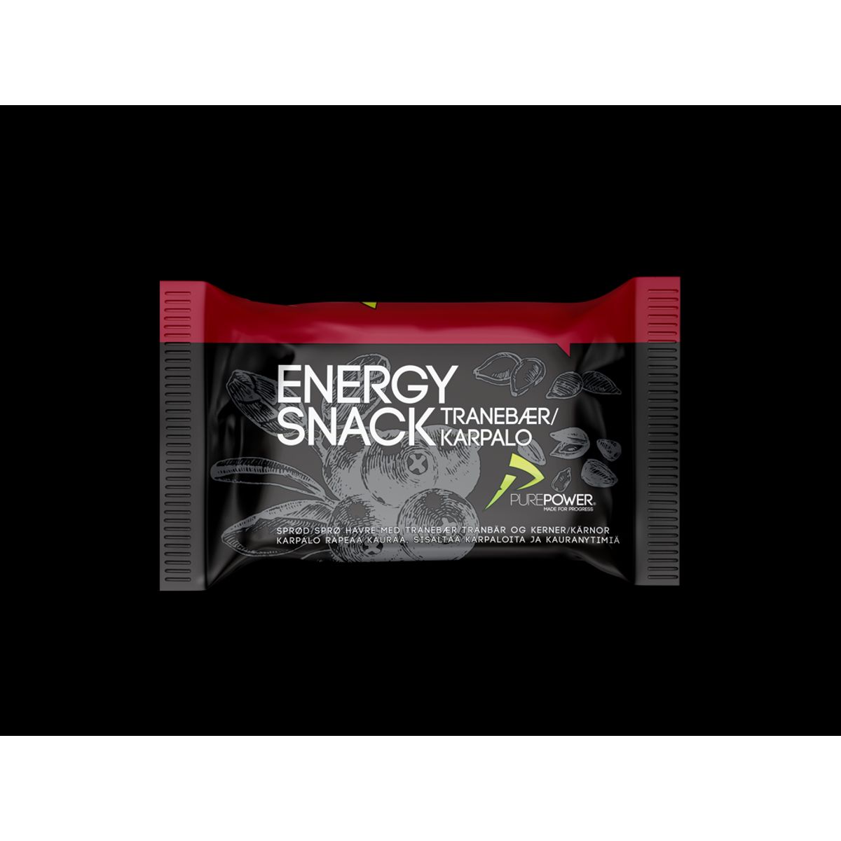 PurePower Energy Snack - Tranebær - 60 gram.