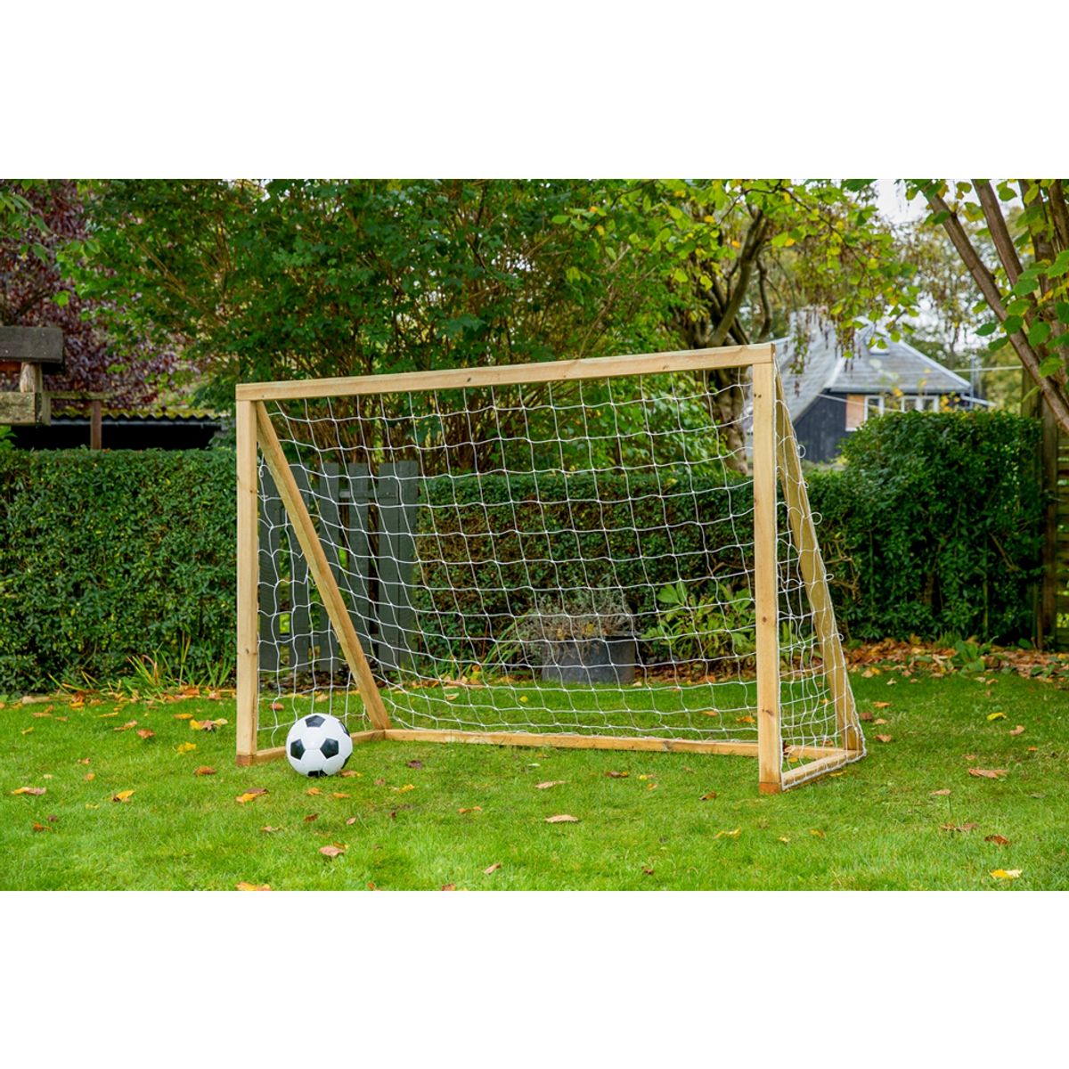 Homegoal - Classic Junior Natur - Foldboldmål i træ - 175x140 cm