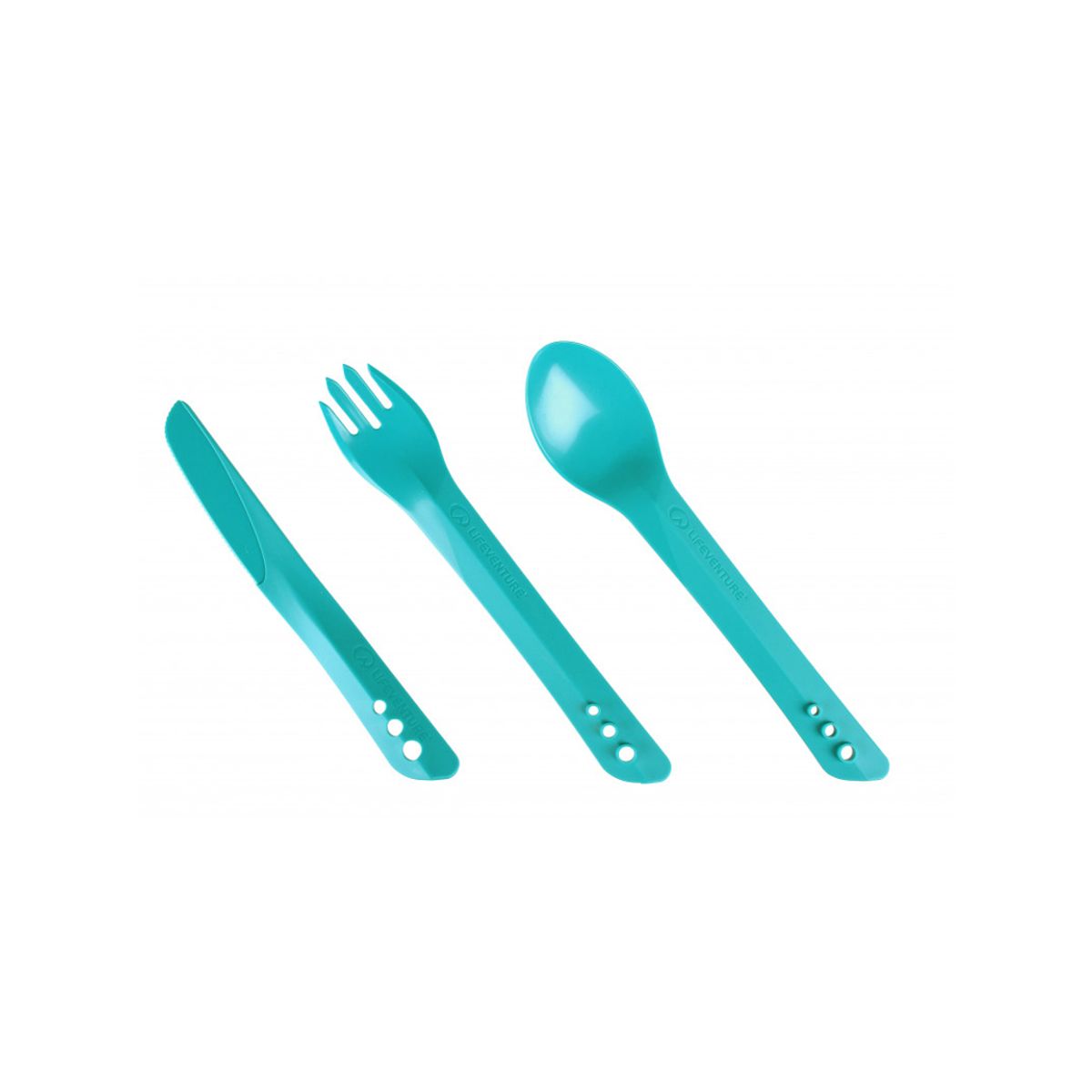 LifeVenture Ellipse Cutlery Set - Letvægts bestiksæt plastik med 3 dele - Teal