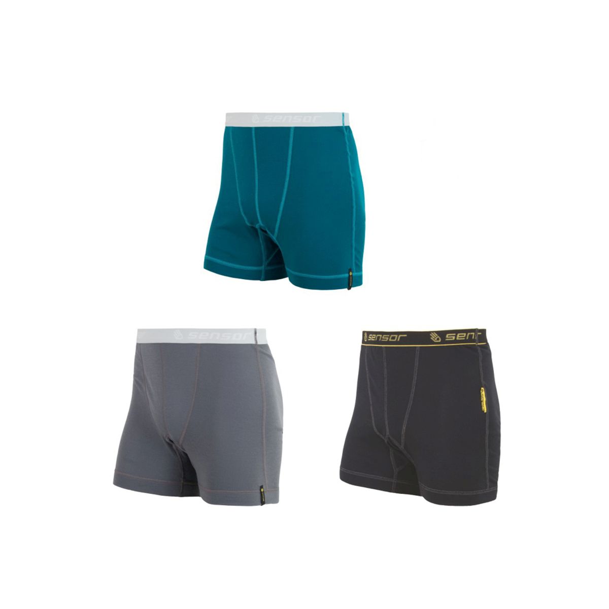 Sensor Double Face - Boxer shorts - 3 pak - Sort/blå/grå - Str. XL