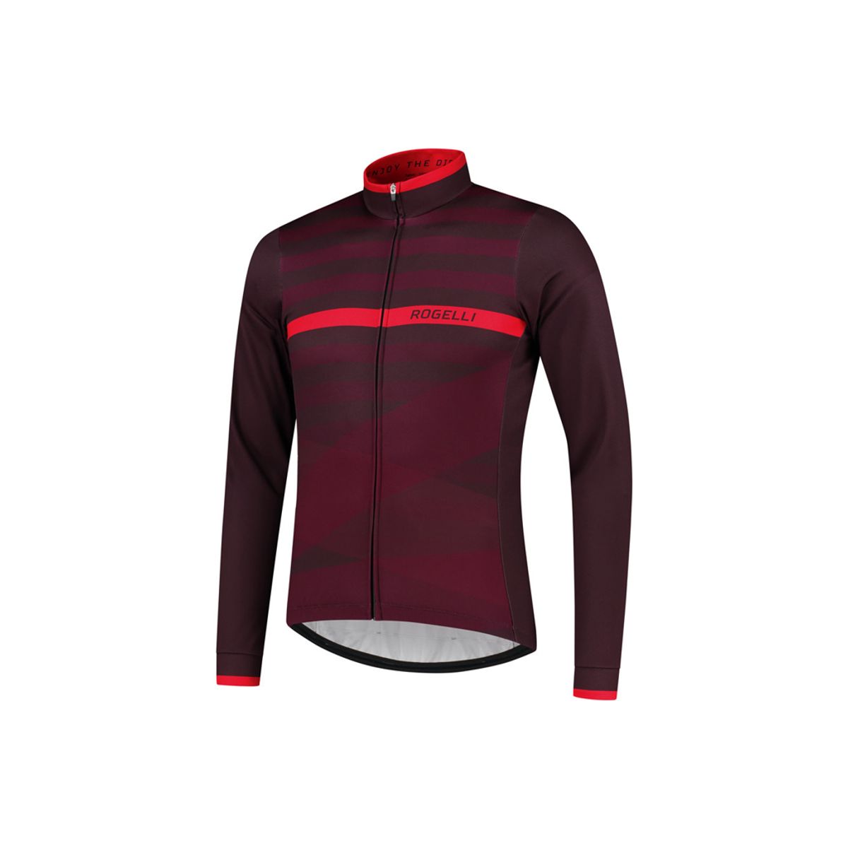 Rogelli Stripe - Cykeltrøje - Lange ærmer - Bordeaux lilla rød - Str. 2XL