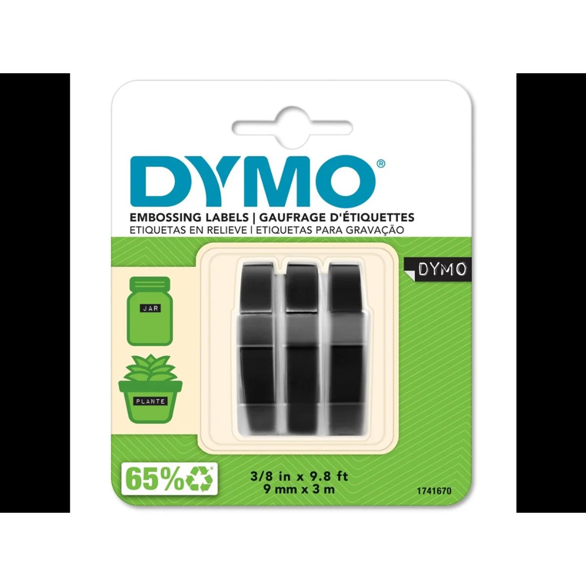 Dymo Tape 9mm Sort 3 stk. S0847730