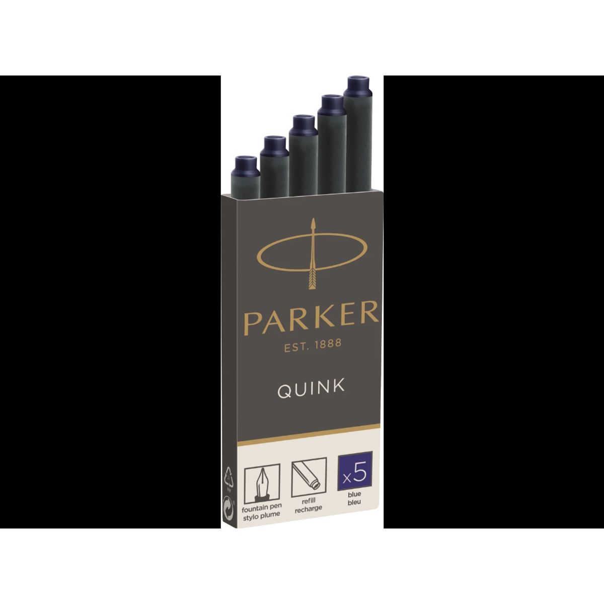 Refill Parker Fyldepen Quink Sort 5 stk