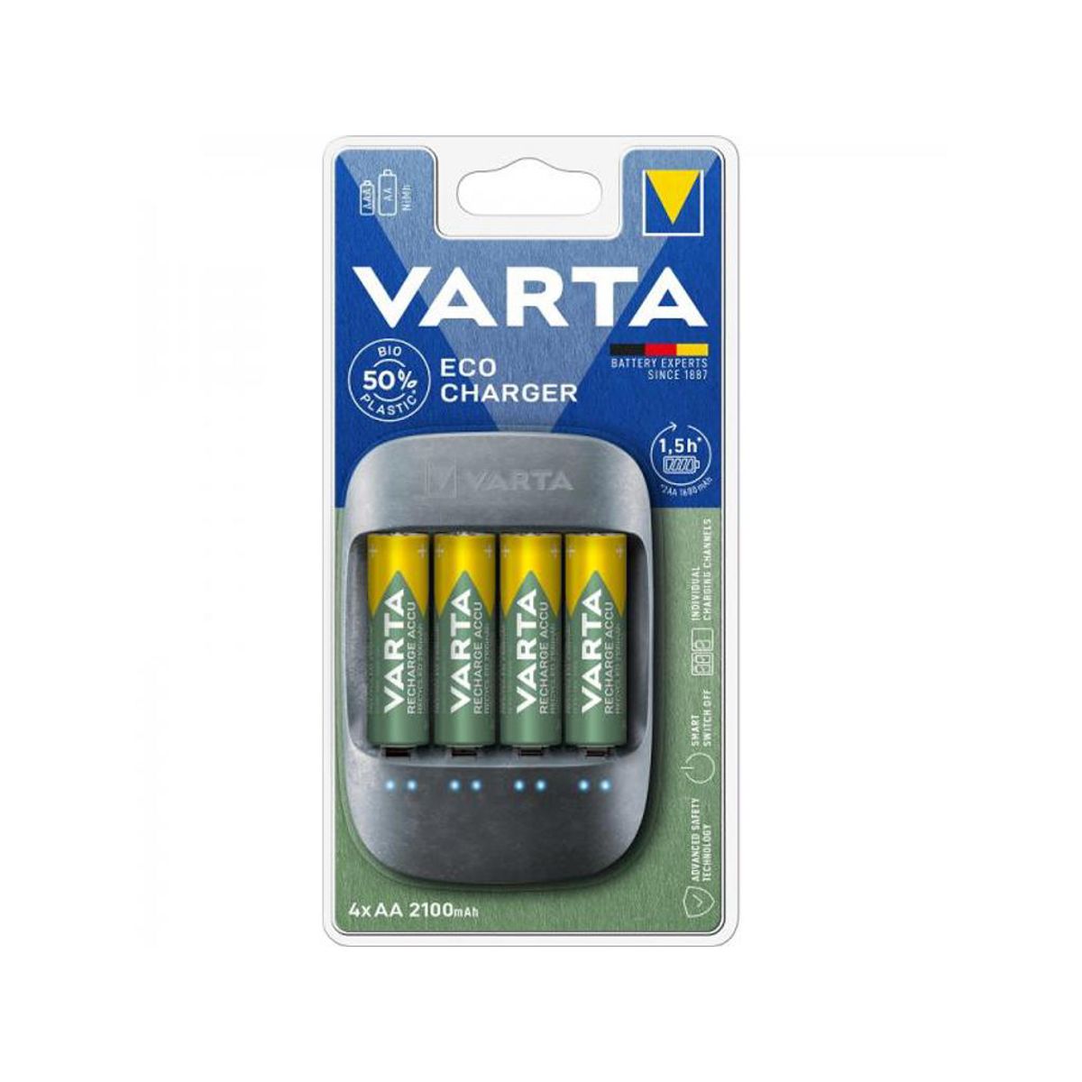 Batterilader Varta Eco Charger Incl 4xaa 2100 mAh