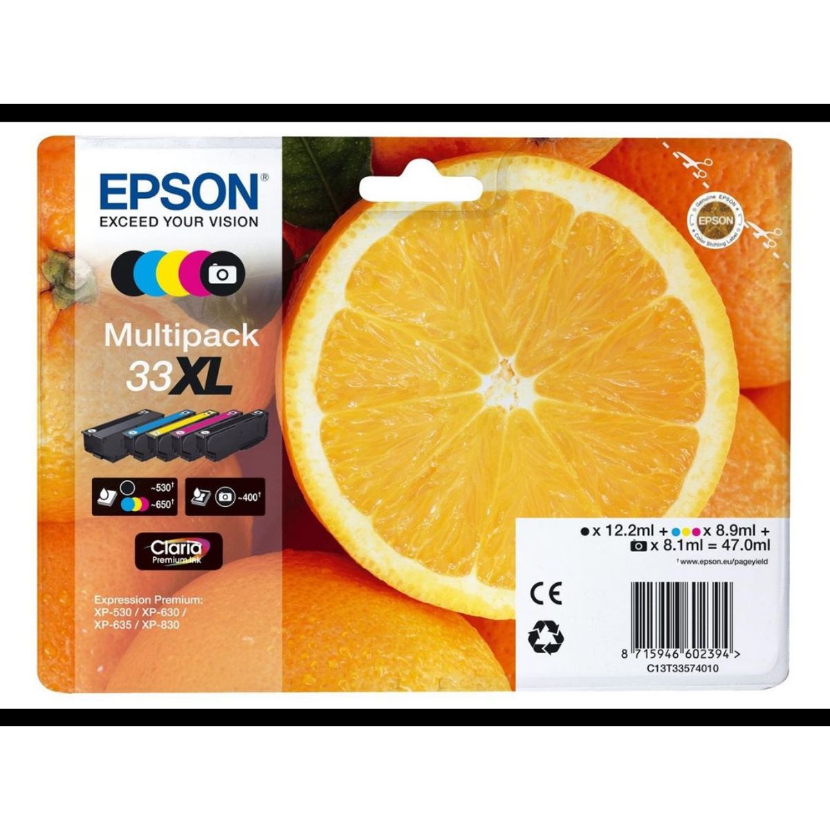 Epson Blæk 33xl Sampak 5 Farver