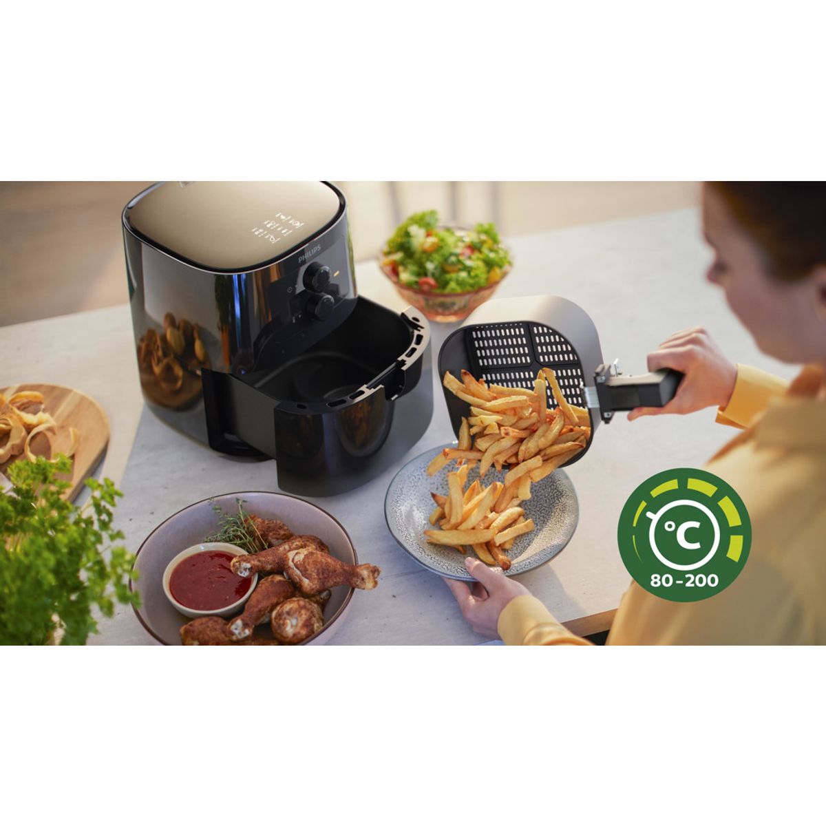 Philips 3000 Series Airfryer L Rapid Air-teknologi 4.1L Sort