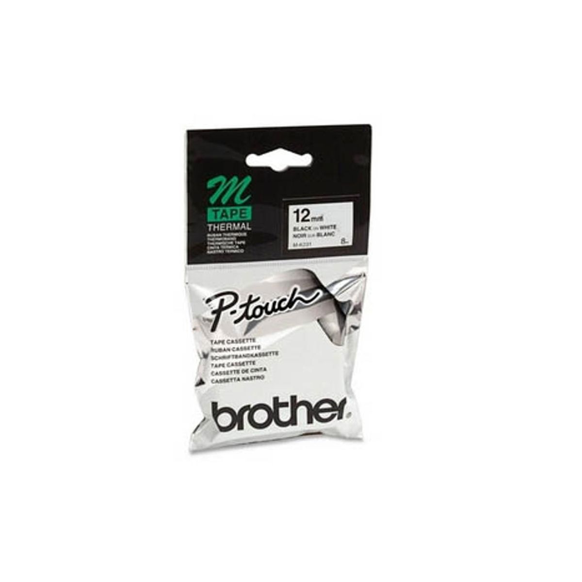 Brother Tape Mk231 12mm Sort/hvid