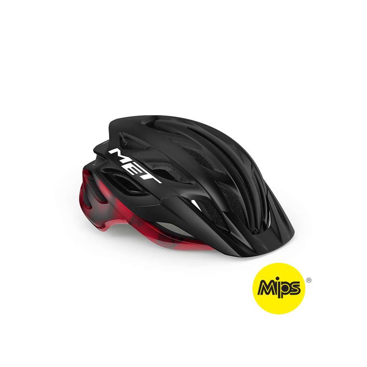 MET Veleno Mips - MTB Cykelhjelm - Mat Sort/Rød - Str. 56-58 cm