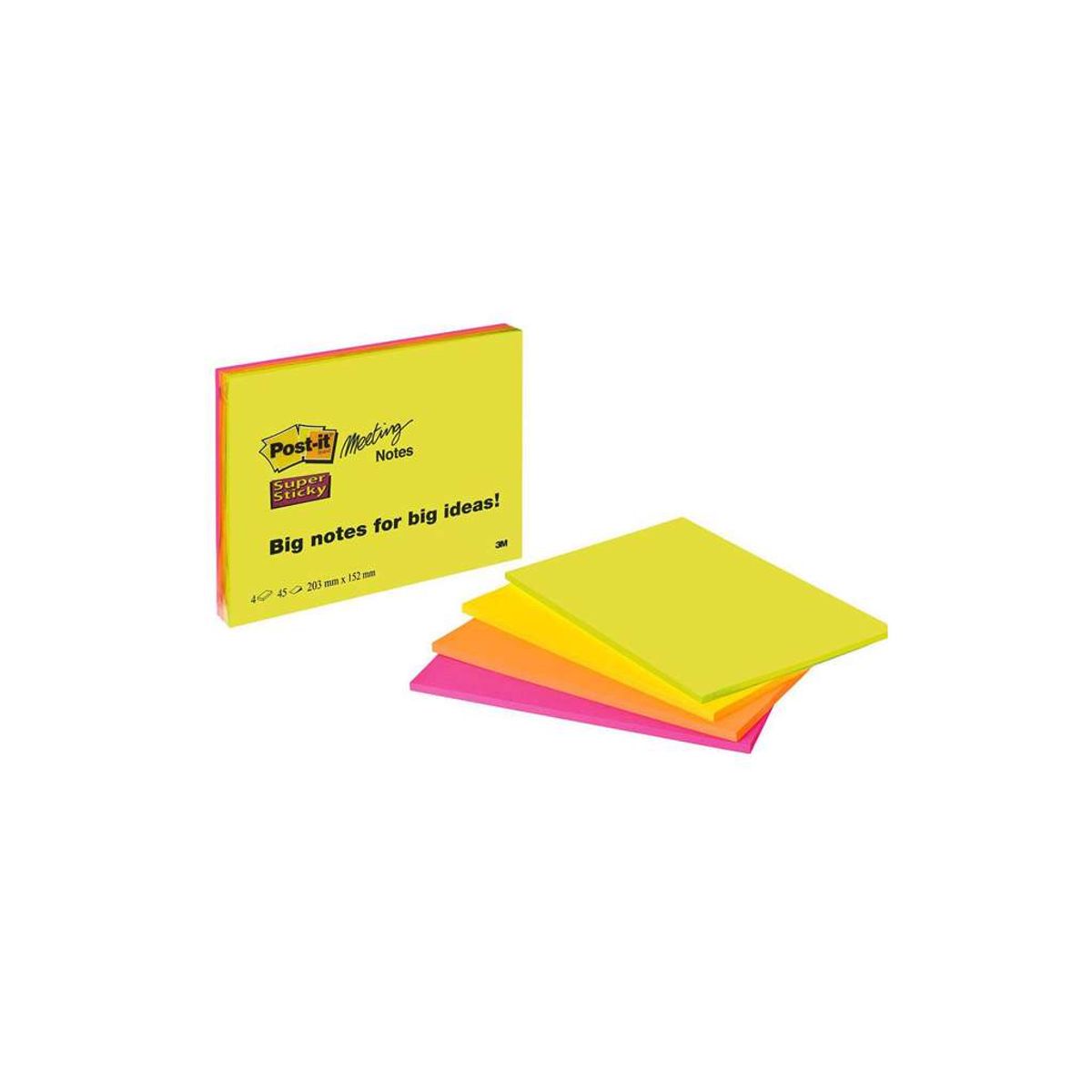 Post-it Super Sticky Mødeblok 200x152mm 4 Blokke