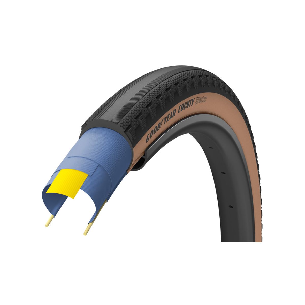 Goodyear County Ultimate TLC - Gravel - Foldedæk - 700x35c - Sort/Brun